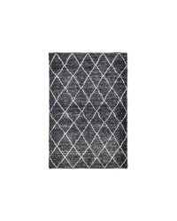 House Doctor Cruz rug charcoal side with off-white diamond pattern, full flat view