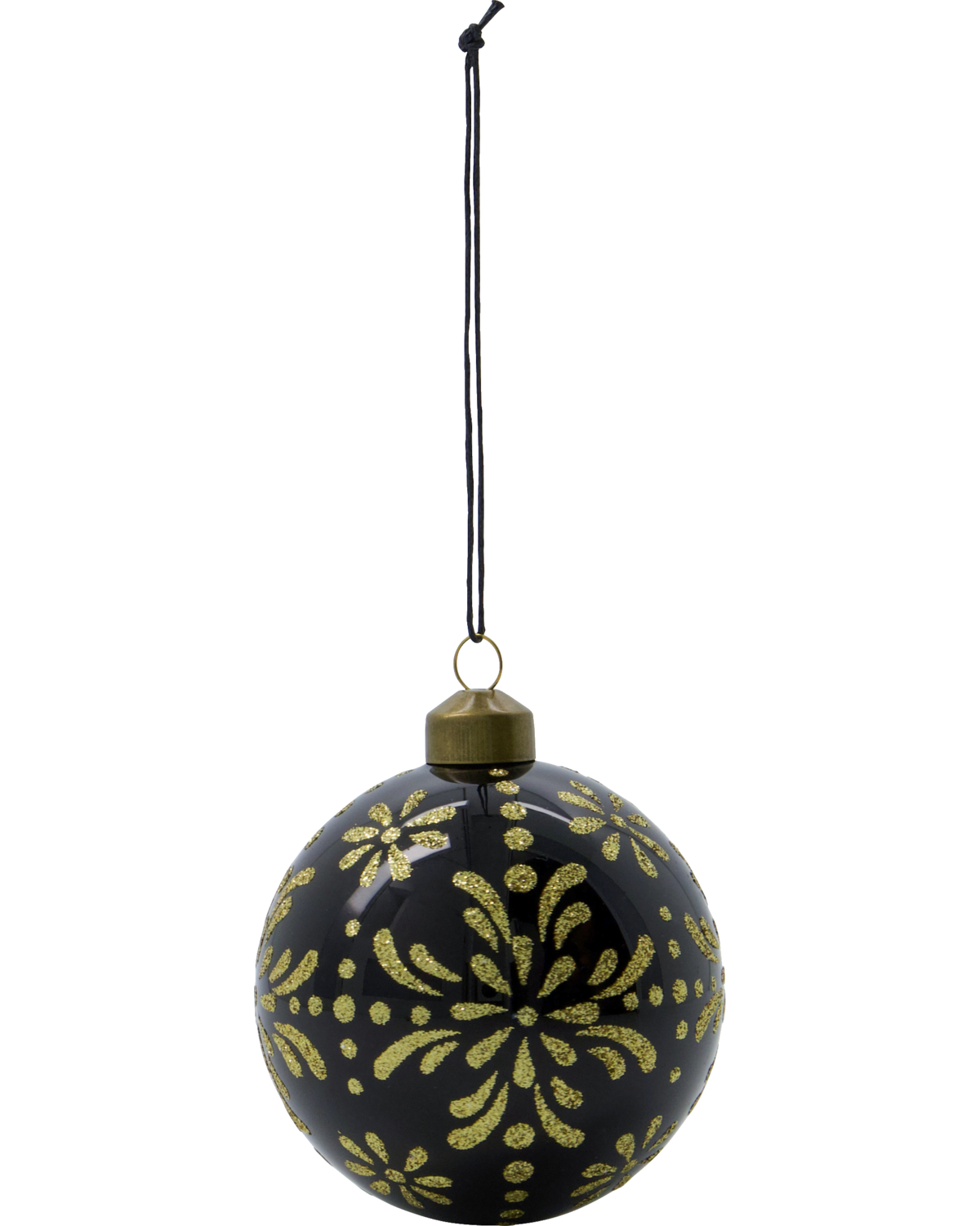 Black & Gold Ornament, Handmade Glass Tree Bauble from House Doctor