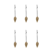 Glass Gold Cone Ornament Small Set of 6