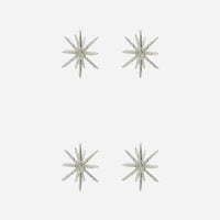 Set of 4 Star Burst Ornament, White Silver or Golden, Handmade Glass Tree Bauble from House Doctor