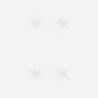 Set of 4 Star Burst Ornament, White Silver or Golden, Handmade Glass Tree Bauble from House Doctor