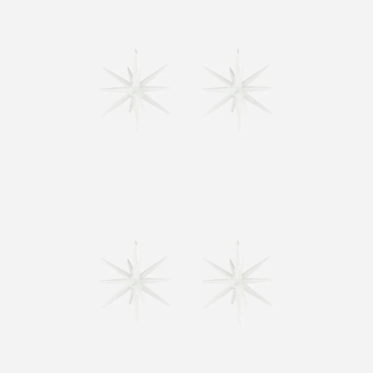 Set of 4 Star Burst Ornament, White Silver or Golden, Handmade Glass Tree Bauble from House Doctor