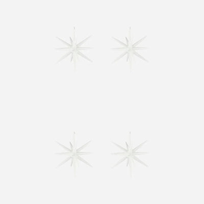 Set of 4 Star Burst Ornament, White Silver or Golden, Handmade Glass Tree Bauble from House Doctor