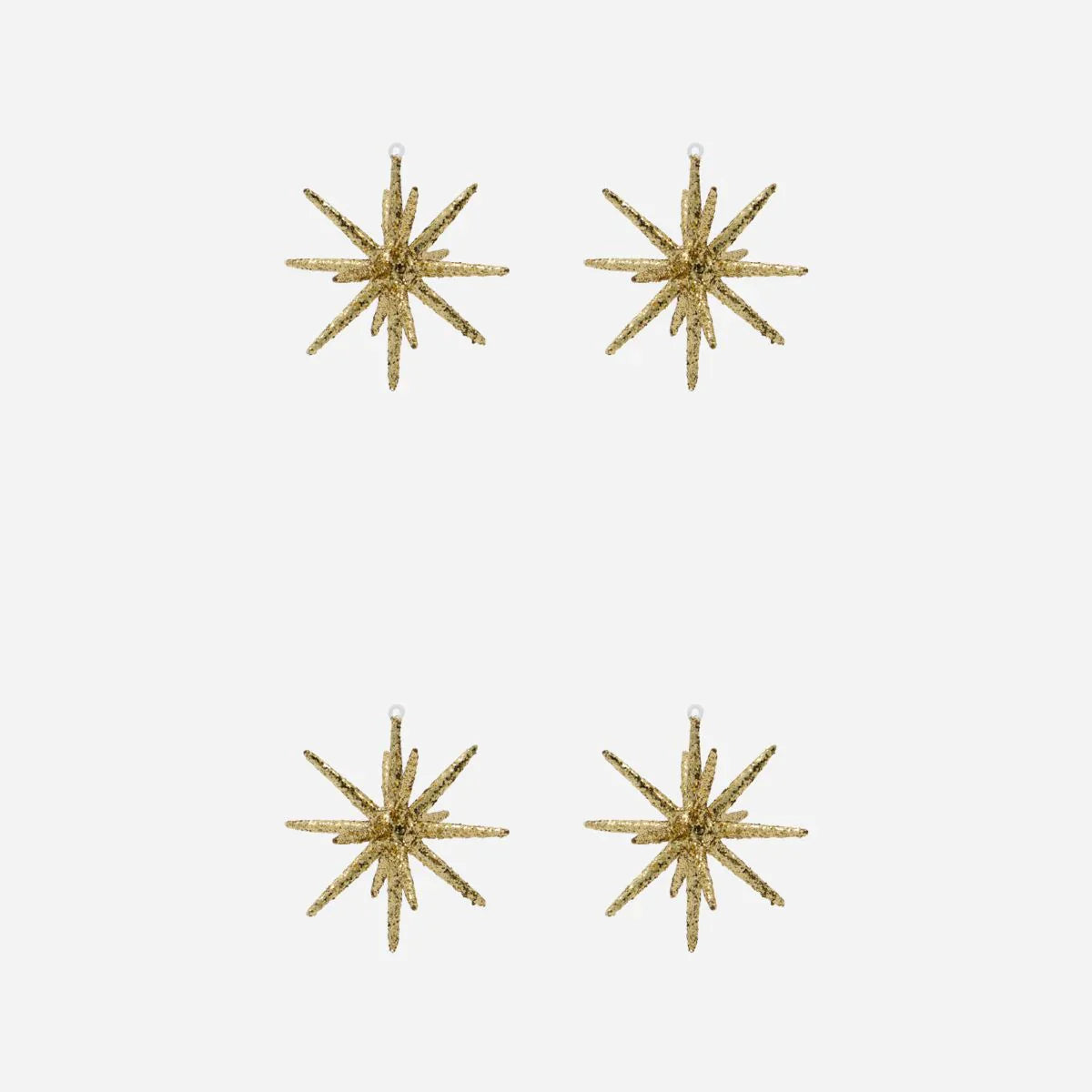 Set of 4 Star Burst Ornament, White Silver or Golden, Handmade Glass Tree Bauble from House Doctor