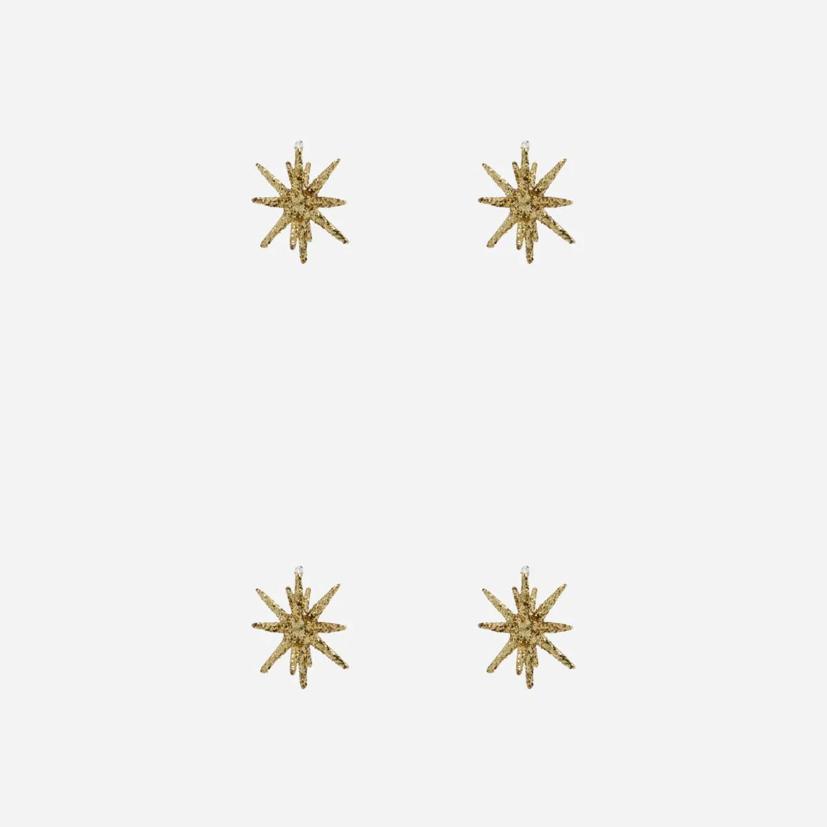 Set of 4 Star Burst Ornament, White Silver or Golden, Handmade Glass Tree Bauble from House Doctor