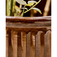 Brown glazed garden pots with drainage plug for indoor or outdoor use