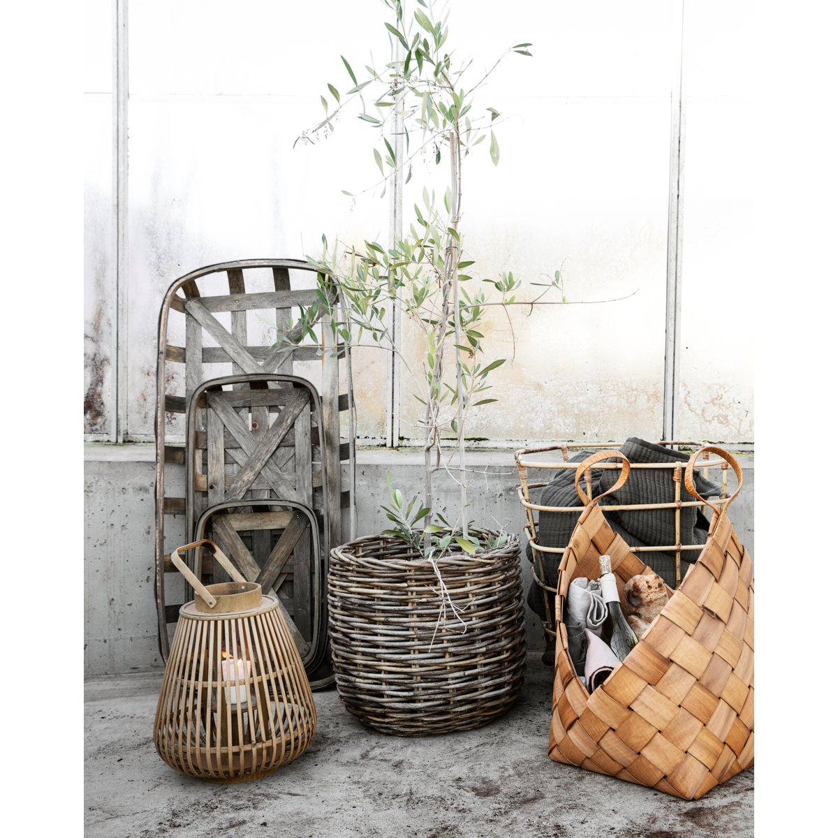 Decorative Baskets, Set of Brown, Brown Conical by House Doctor