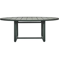 Round low green garden coffee table by House Doctor styled outdoors – North Home