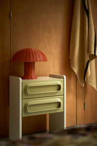Lifestyle shot of the Space Nightstand in Sage-Cream by HKLIVING styled in a room setting