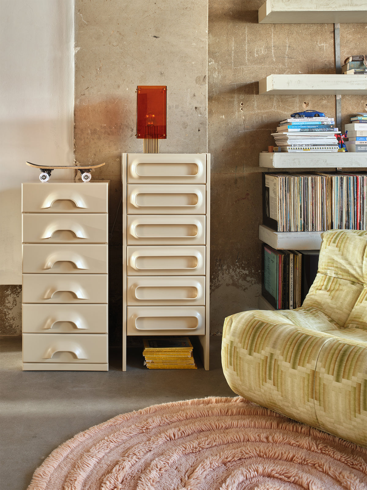 Lifestyle shot of the cream Space Drawer Cabinet by HKLIVING styled in a room setting