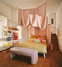 HKLIVING Bed Canopy - Sunset Pink Cotton Draped Canopy (210x190x290cm)