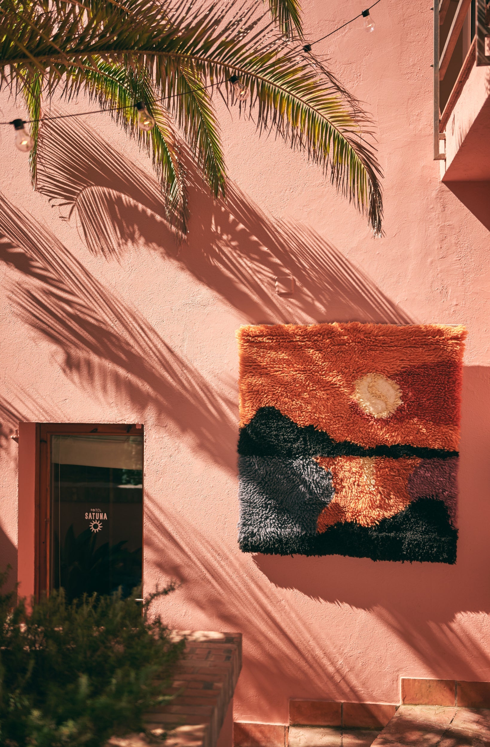 Wall Rug, Sundown, Red Orange Black Blue, Wall Art by HKLIVING