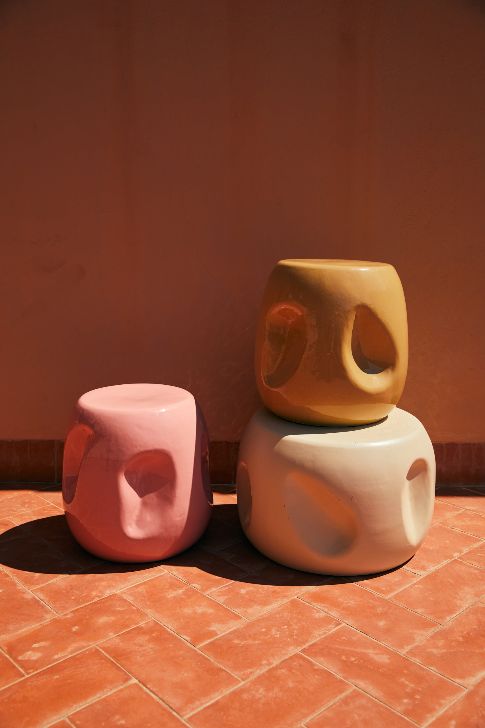Ceramic Side Table in Coral Pink 38cm by HKLIVING – A Playful Statement for Colourful Homes