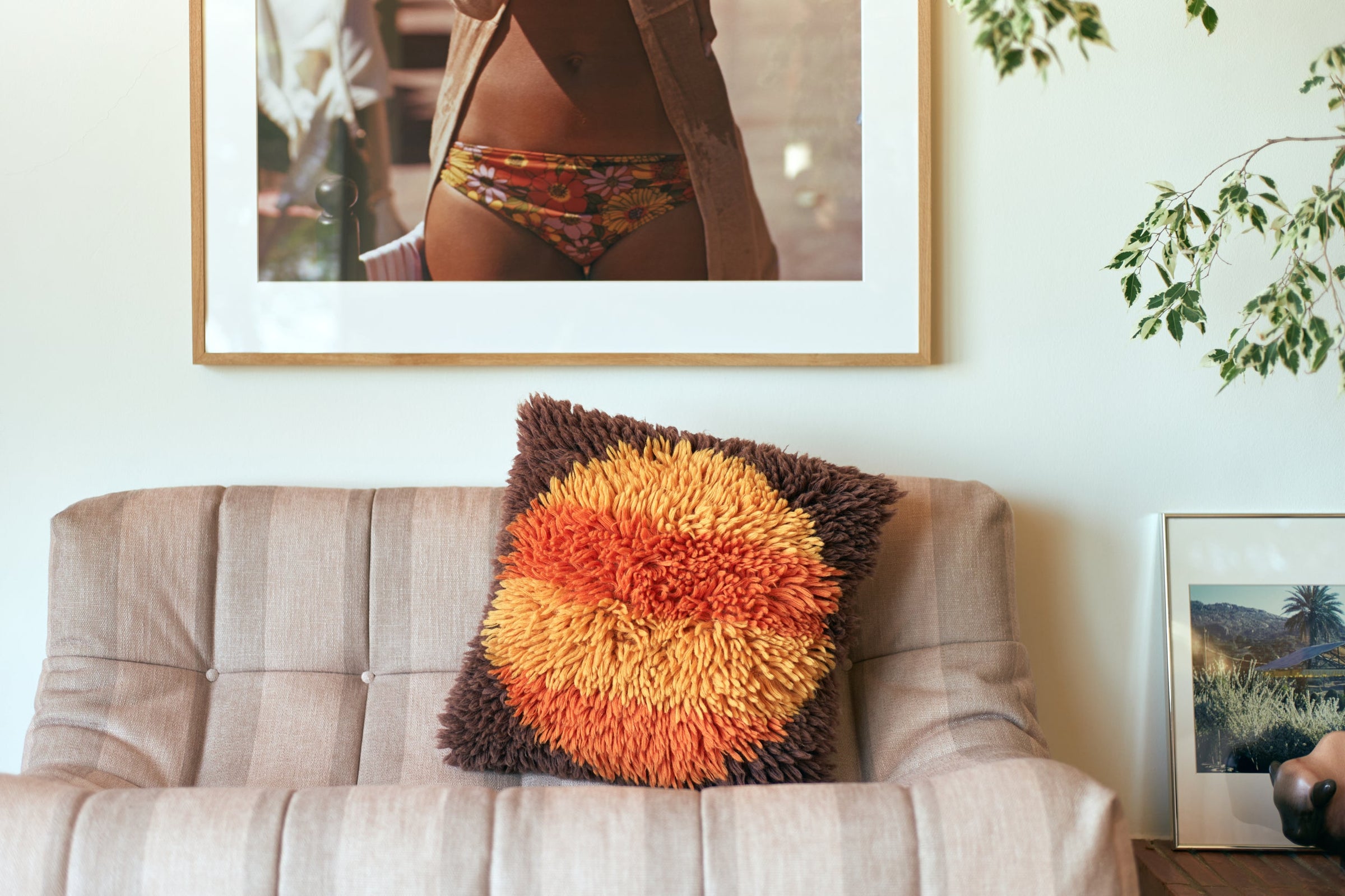 Fluffy Horizon Sunset Square Cushion, 55x55cm, Multicoloured, by HKLIVING