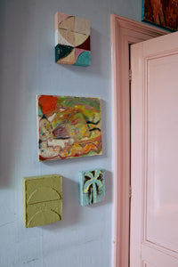 HKLIVING Pocket Exhibit 'Verdant' styled on a wall as part of a curated gallery of small artworks