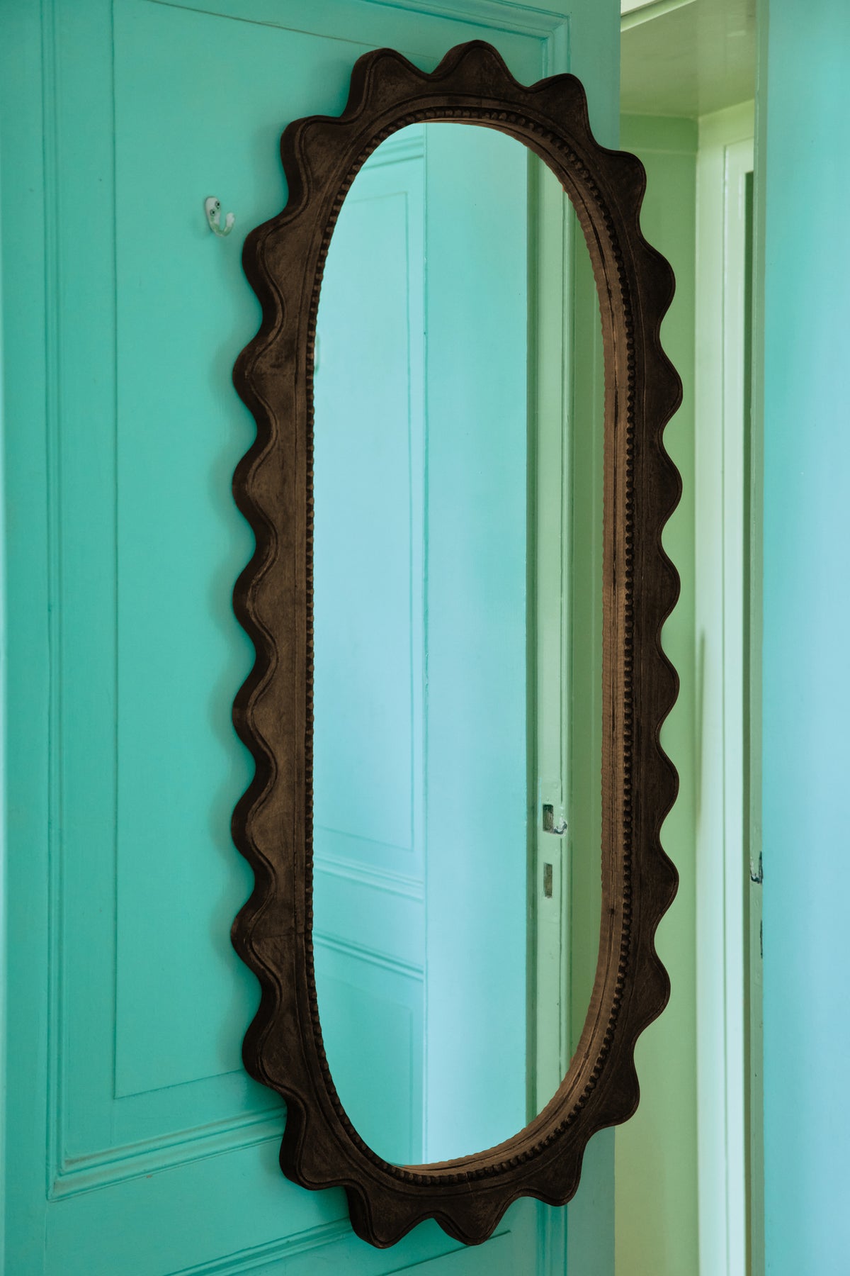 HKLIVING wooden ripple mirror styled in a home interior