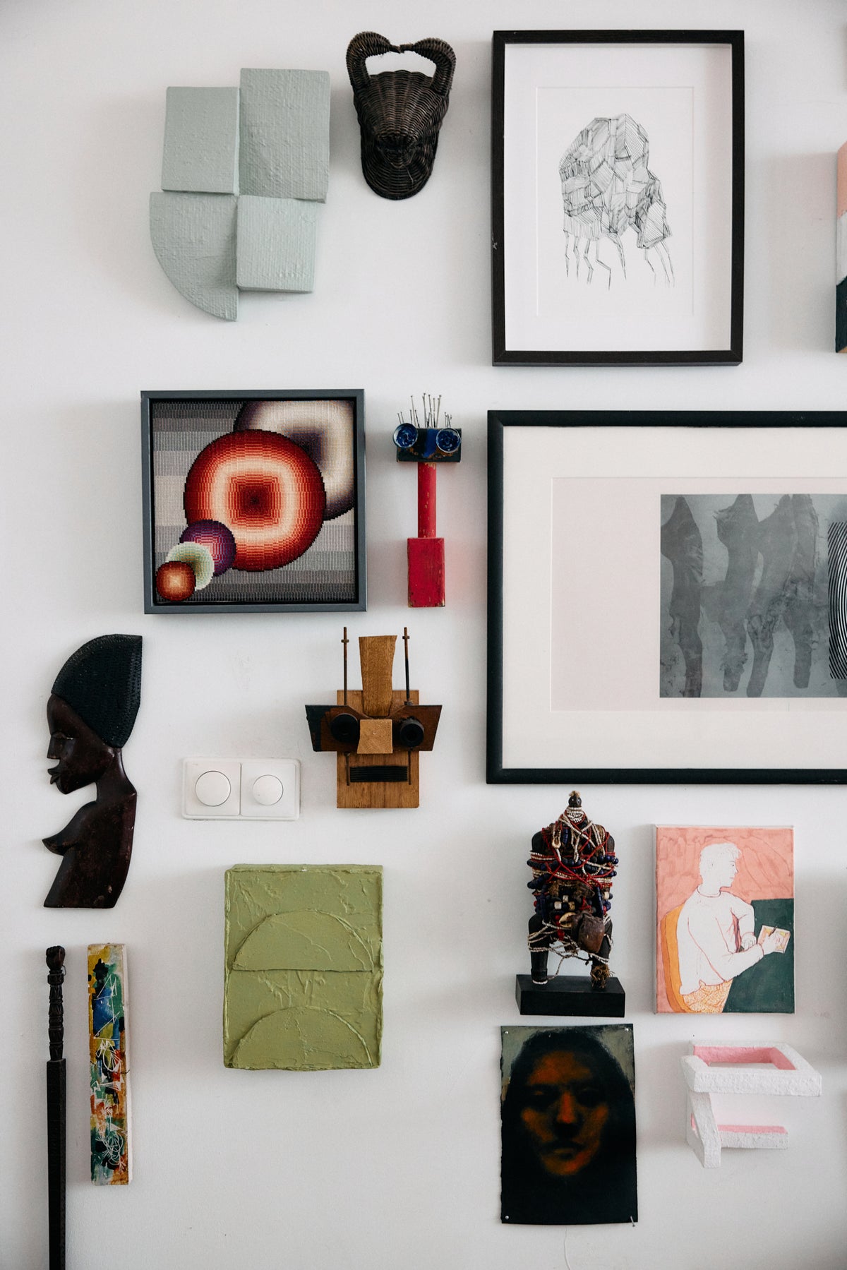 HKLIVING Pocket Exhibit 'Verdant' hung among a curated gallery wall of art and objects