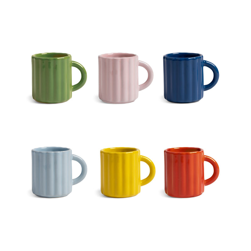 colourful tube espresso mugs by &klevering in six stoneware colours
