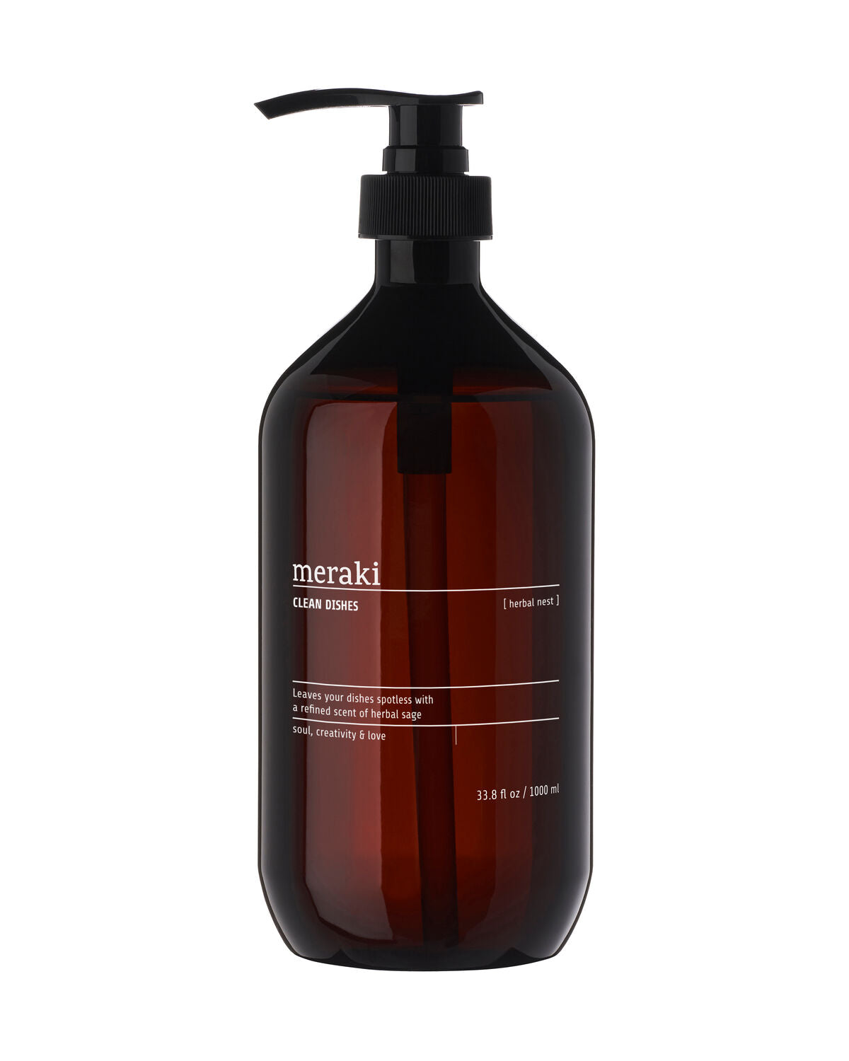 Meraki Herbal Nest dish wash bottle packshot on a plain background