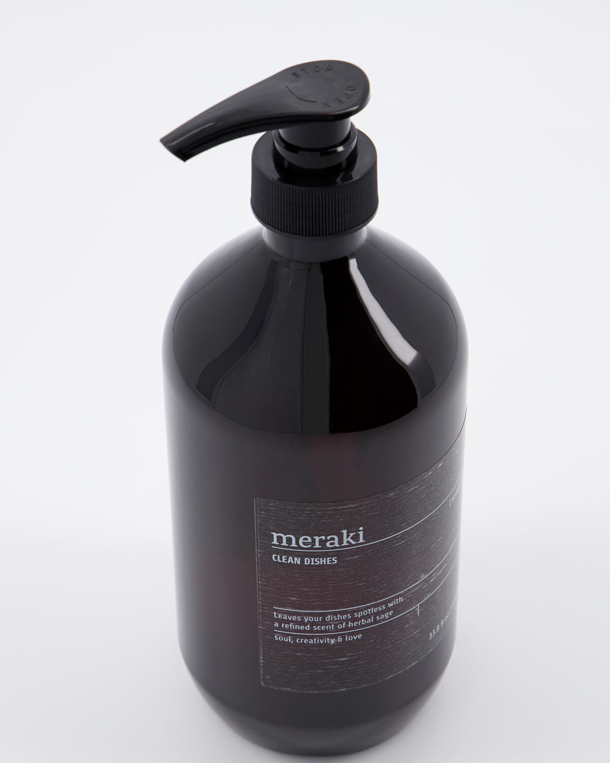 Close-up of the pump dispenser on the Meraki Herbal Nest dish wash bottle