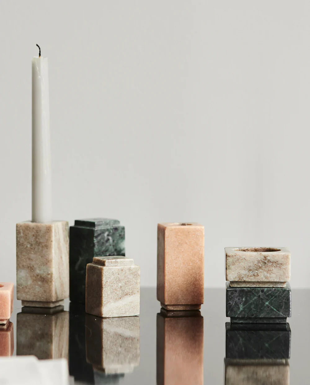HAIDA Candle Holder L Green Marble