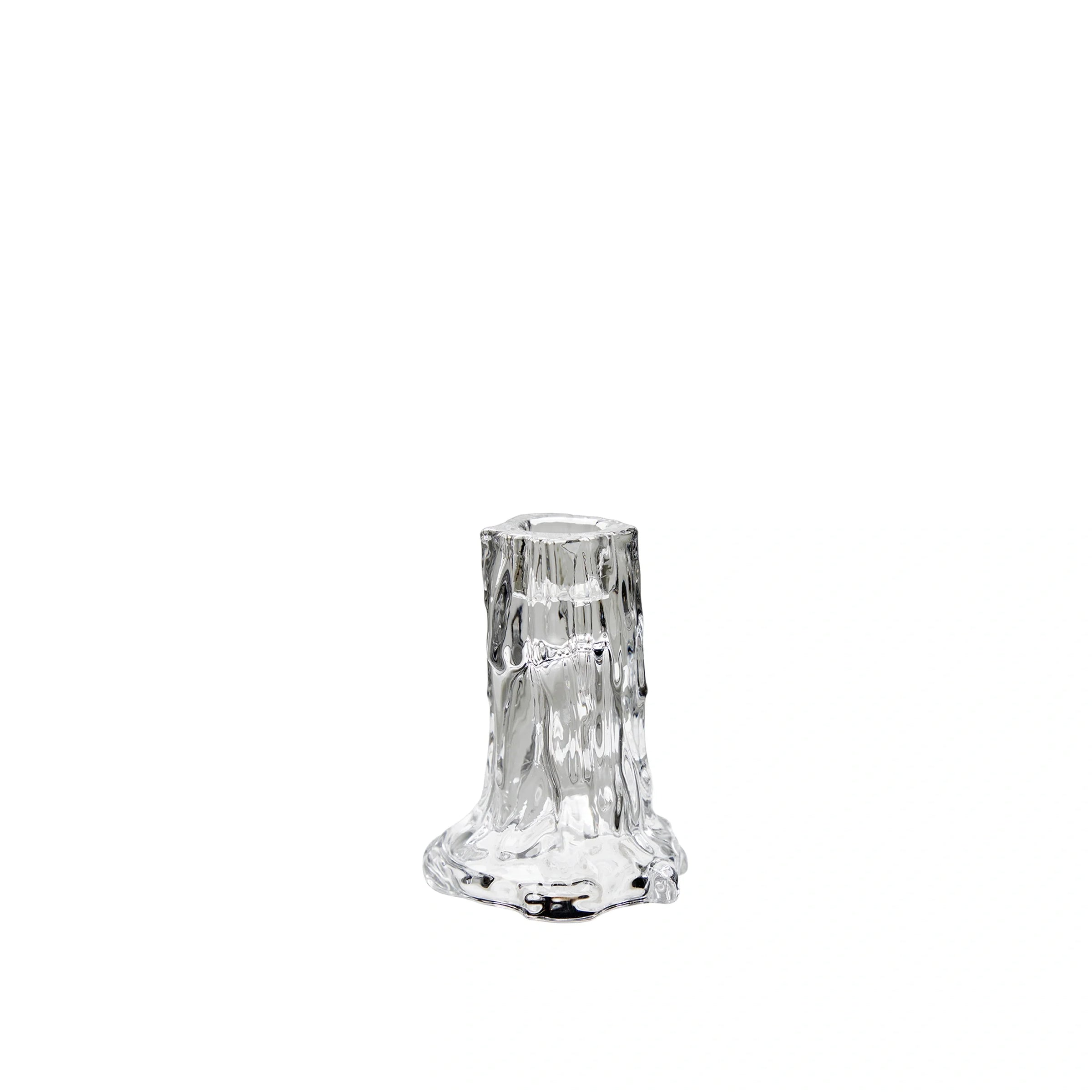 Chelsi clear glass candle holder with tree-root-inspired base