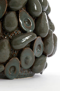 top view of avocado vase showing organic rim and textured ceramic surface