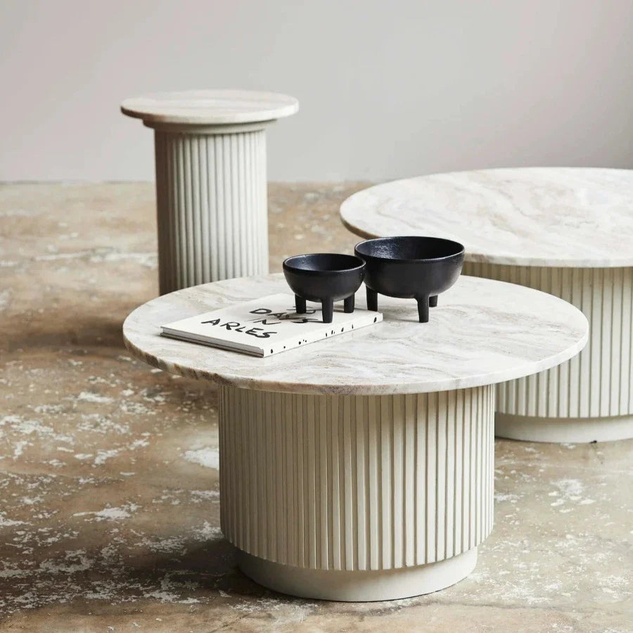 ERIE Coffee Table Arnet White Marble Top, ⌀ 75cm, Medium