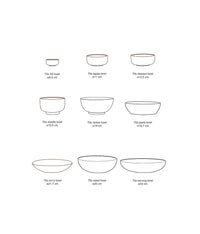 70s Ceramics bowl size comparison diagram