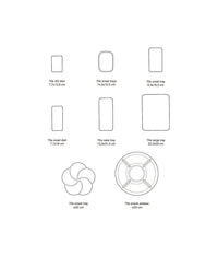 70s Ceramics tray size comparison chart