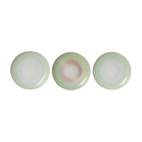 Set of three HKLIVING 70s ceramic plates showing natural glaze variation