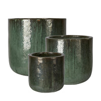 Group of green plant pots for home or garden use