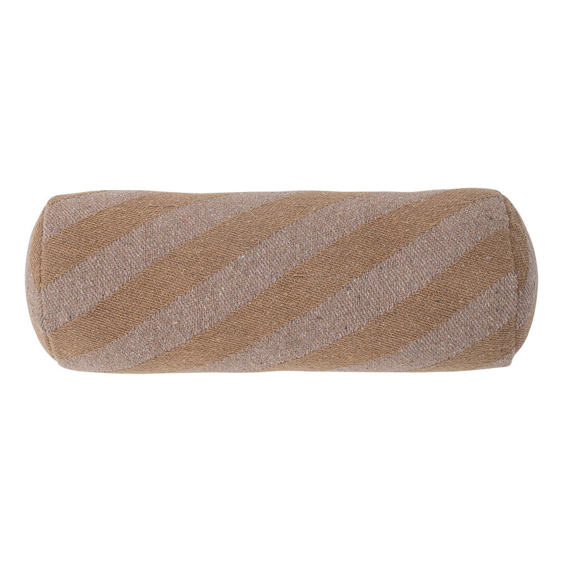 brown striped recycled cotton bolster cushion by bloomingville