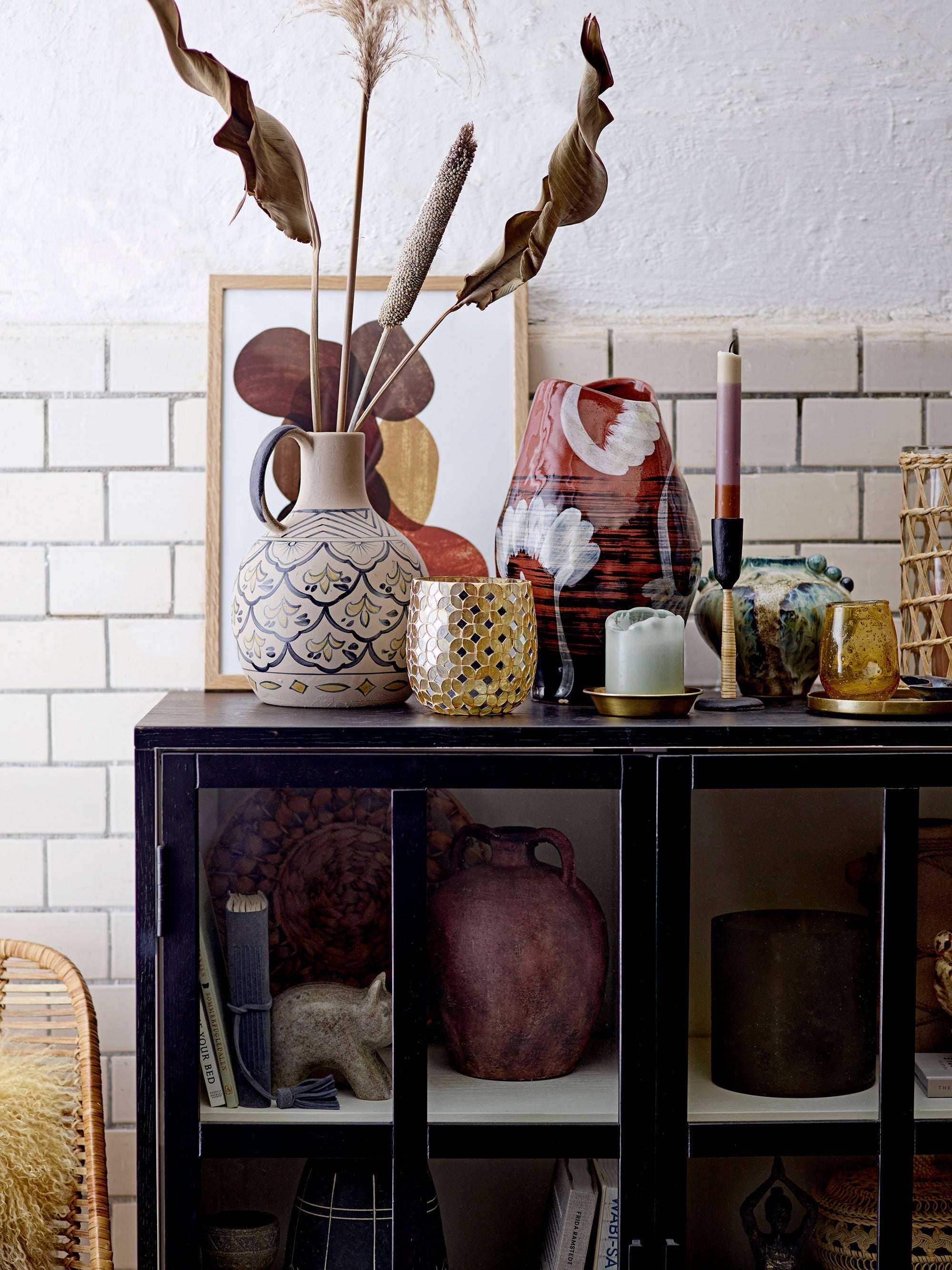 dip dye bloomimgville candles styled on a nordic dining table with cosy winter decor