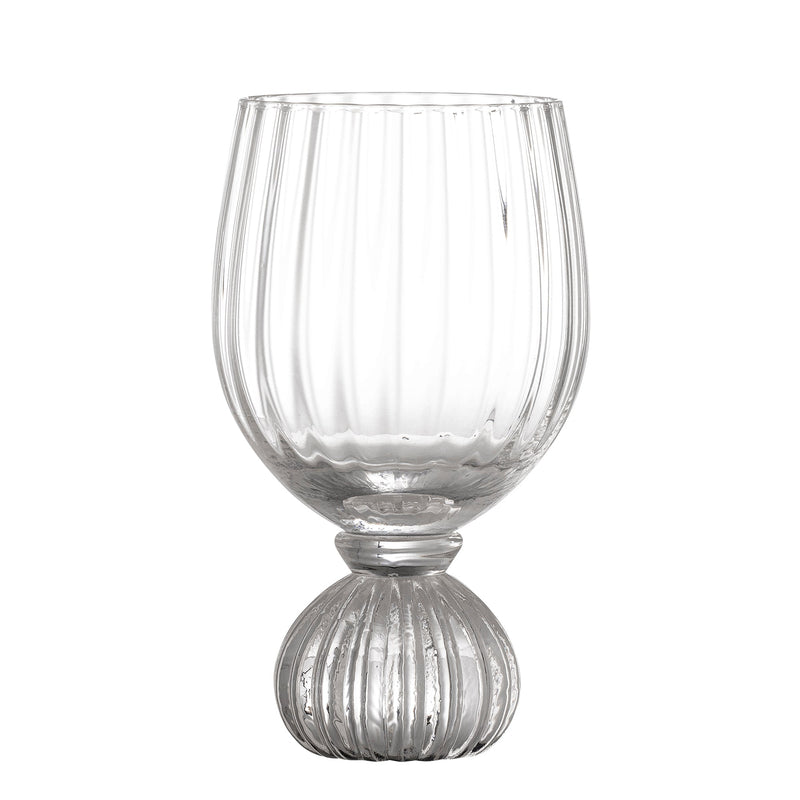 Taurin wine glass clear mouth-blown with ribbed bowl and round base, 430ml

