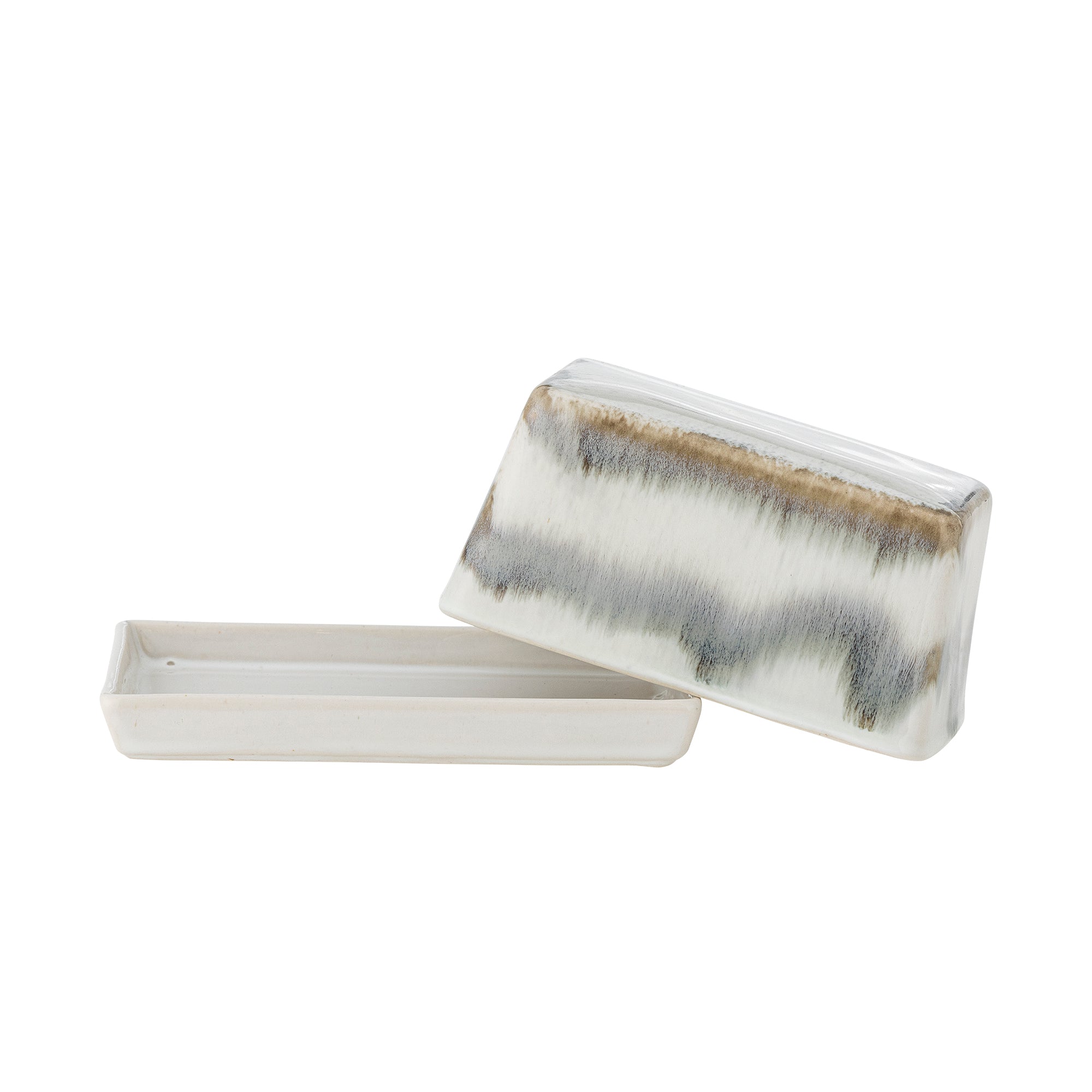 paula butter box grey stoneware shown open with tray
