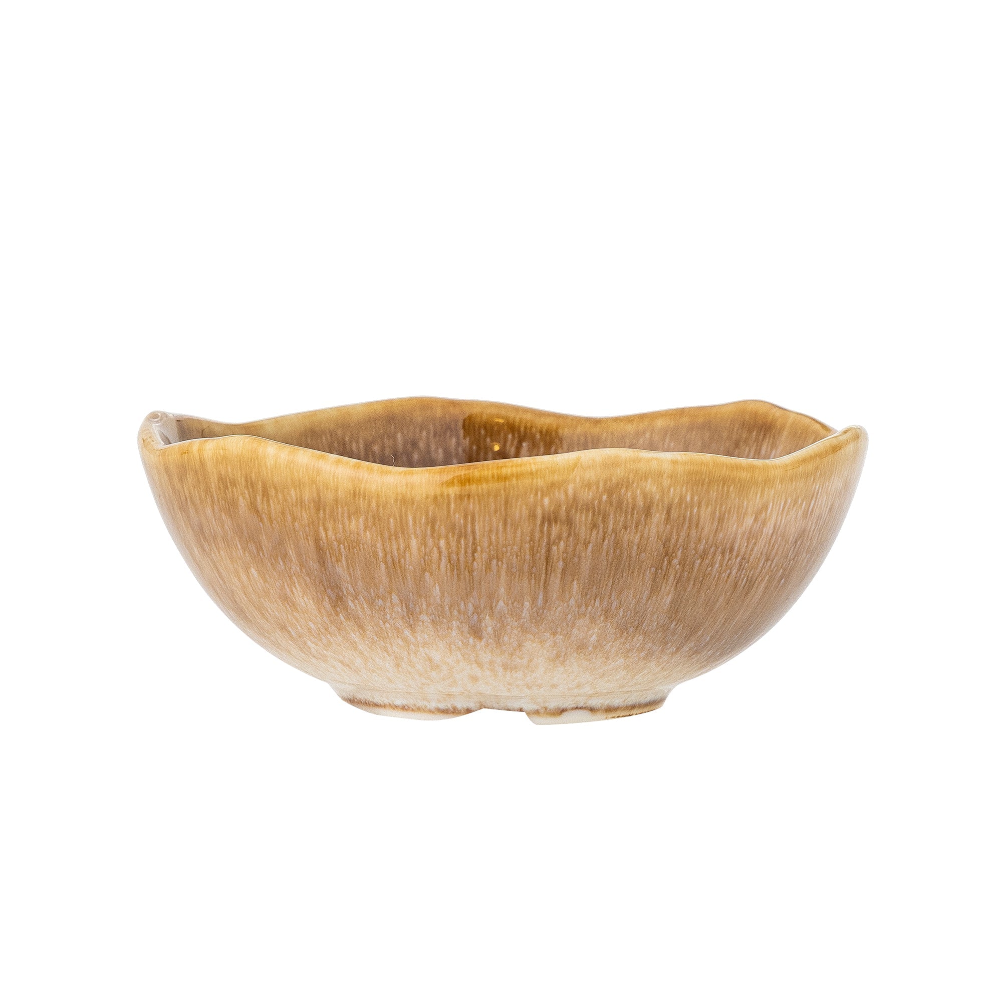 Acco bowl in brown reactive glaze stoneware with snowflake motif, 145ml
