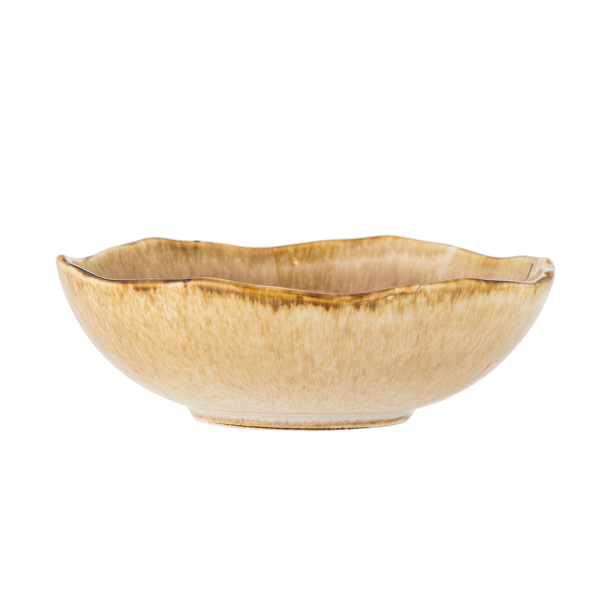 Acco bowl large brown reactive glaze stoneware with snowflake motif, 650ml
