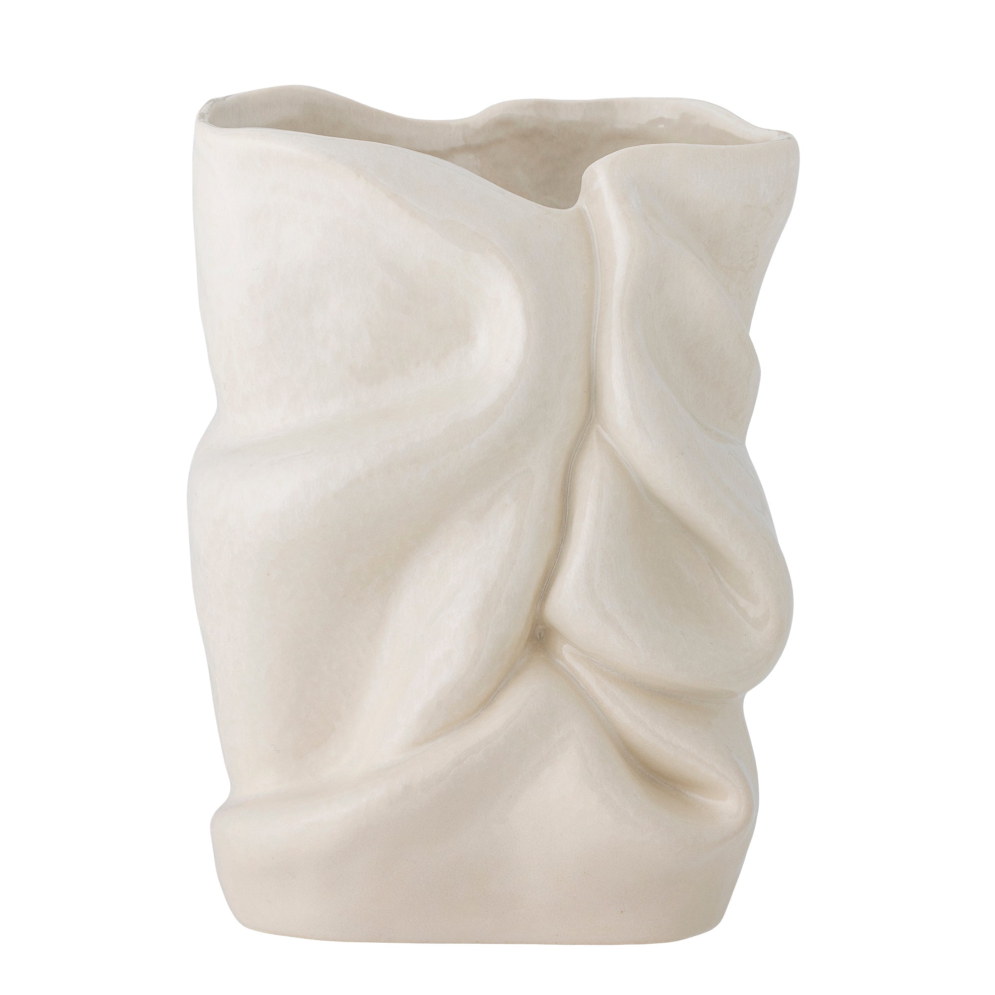 side view of sculptural white stoneware fabrice vase bloomingville
