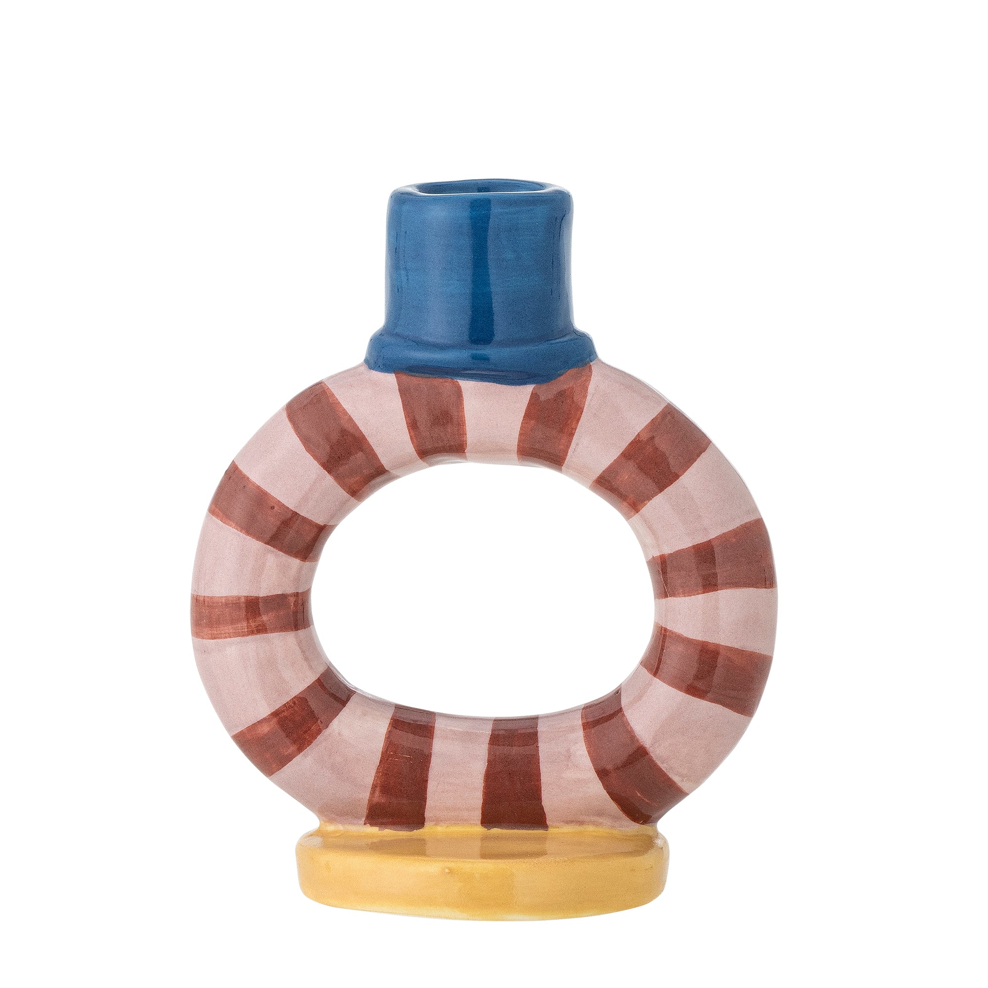 tacana striped stoneware candle holder in multicolour by bloomingville
