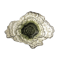 Aiku olive green glass bowl top down view showing layered rippled pattern