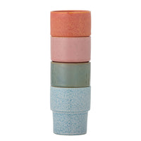 set of four bloomingville ewan stoneware cups stacked in mixed colours
