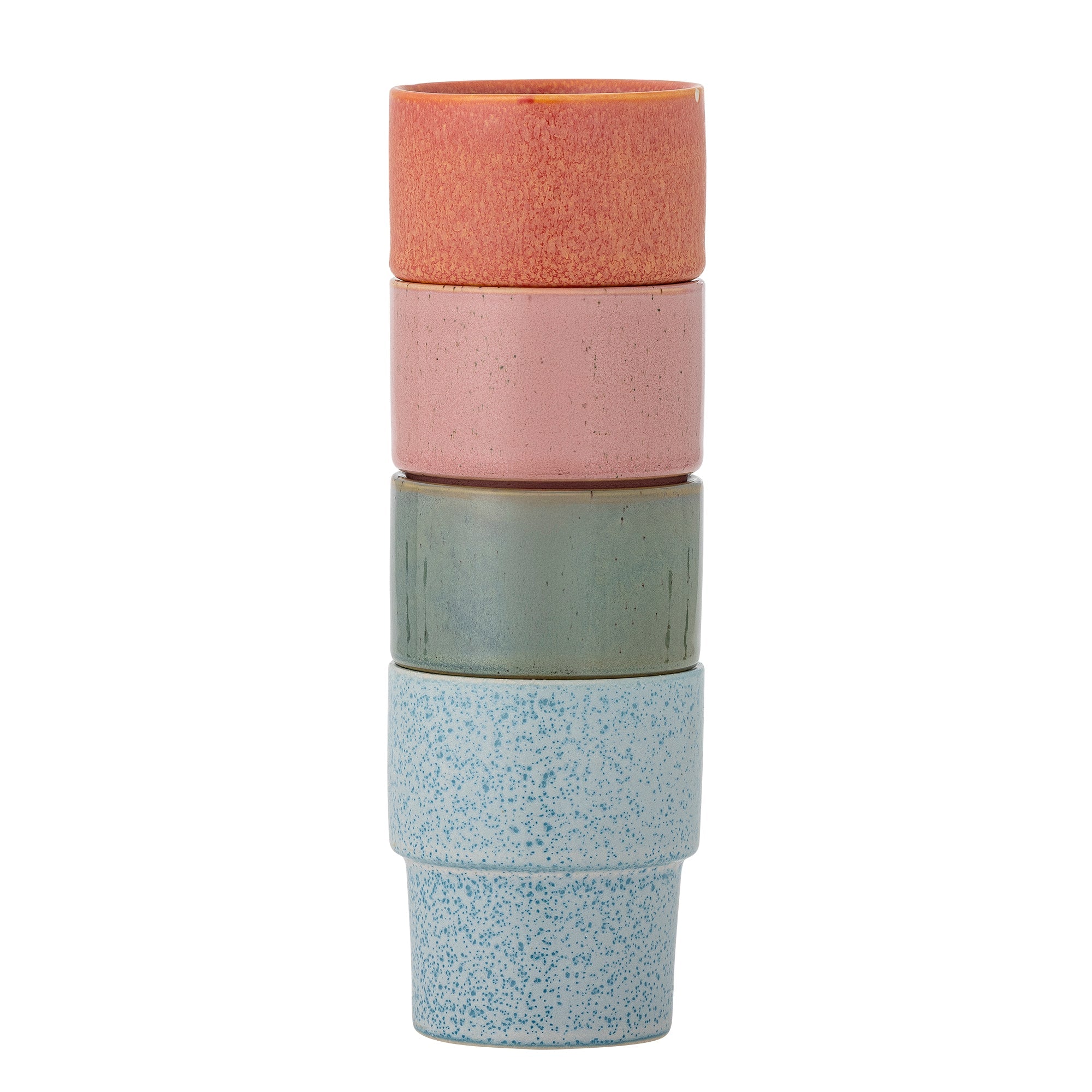 set of four bloomingville ewan stoneware cups stacked in mixed colours
