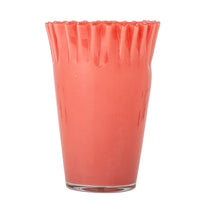 Janine coral red mouthblown glass vase front view showing tapered silhouette