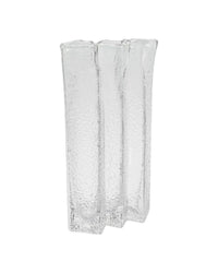House Doctor Zuri vase in clear glass with a ruffled, fluted design, packshot on a plain background