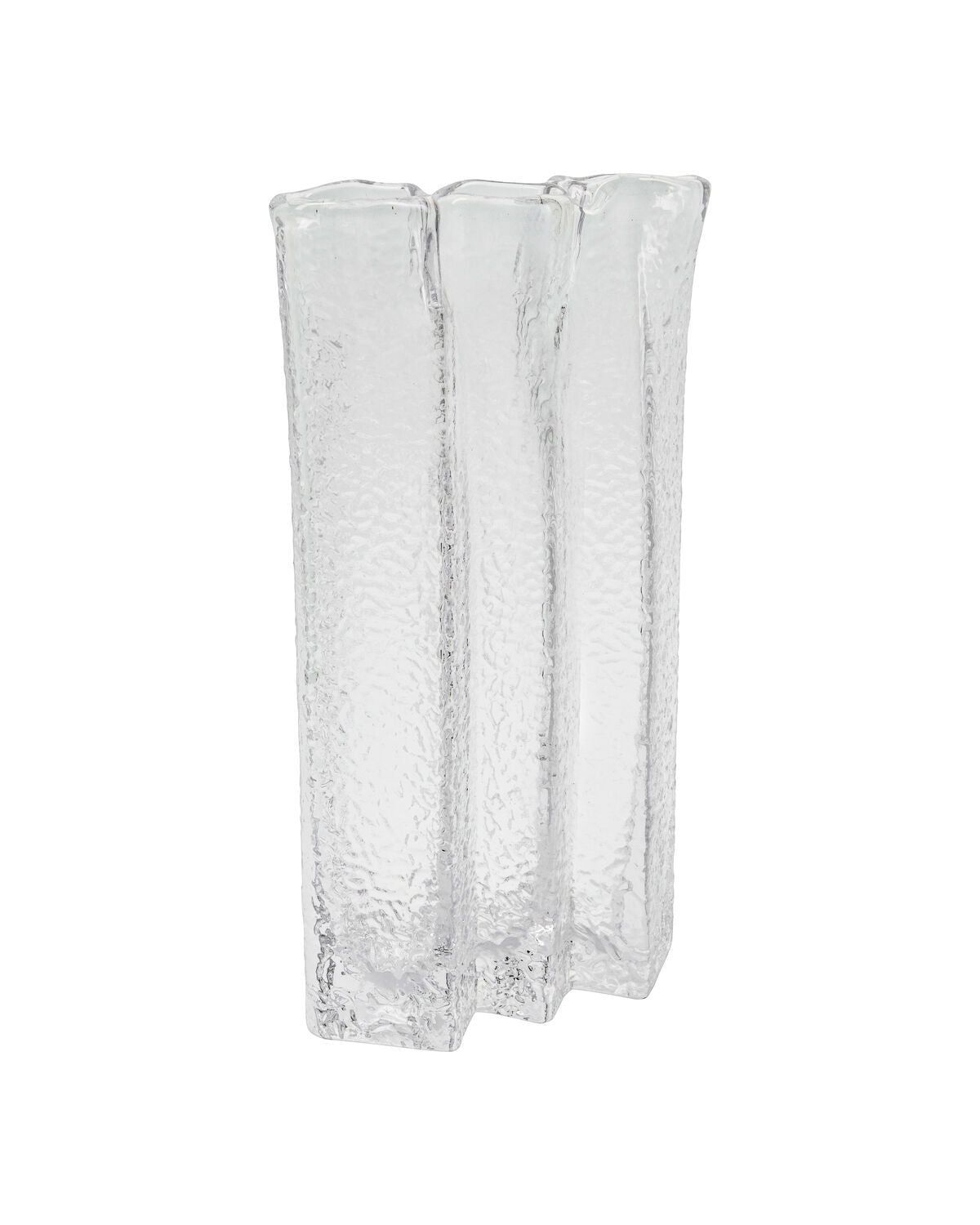 House Doctor Zuri vase in clear glass with a ruffled, fluted design, packshot on a plain background