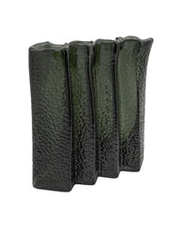 House Doctor Zuri vase in Deep Forest, a ruffled dark green glass vase with four individual sections, shown at an angle against a white background