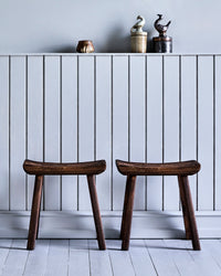 House Doctor Lane Paulownia Wood Bench & Stool – Handmade Japandi-Style Wooden Seat, Brown
