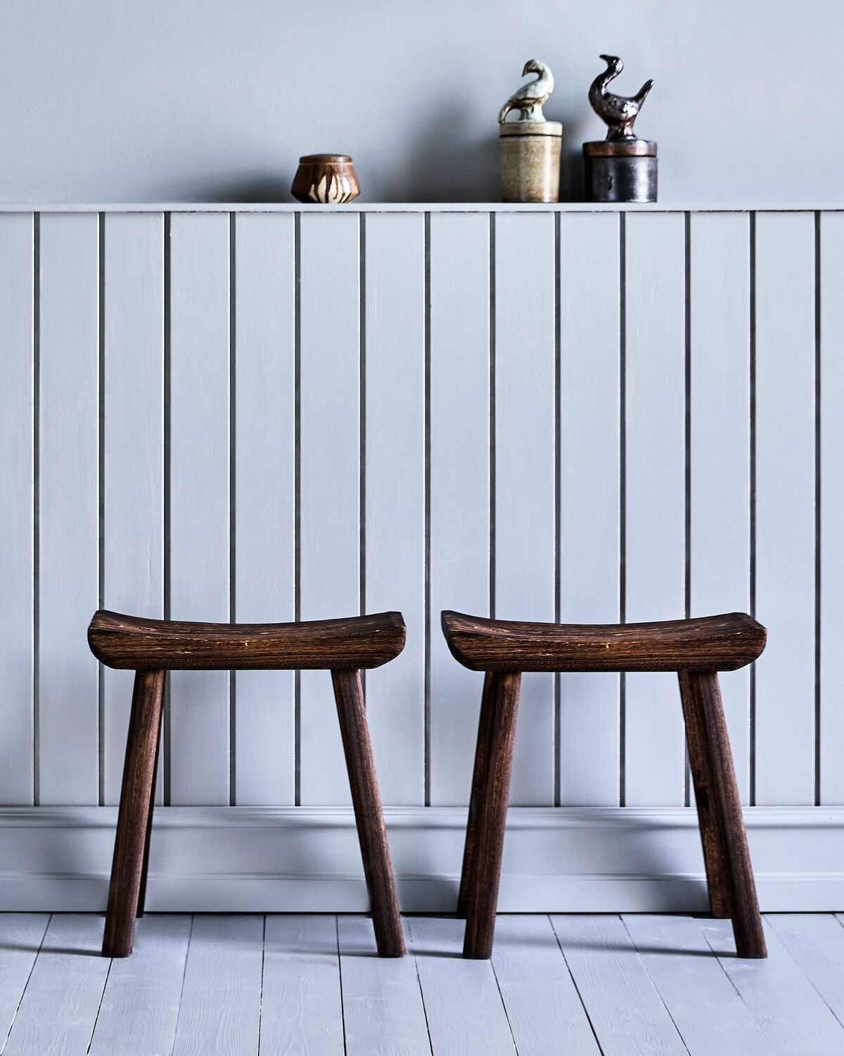 House Doctor Lane Paulownia Wood Bench & Stool – Handmade Japandi-Style Wooden Seat, Brown