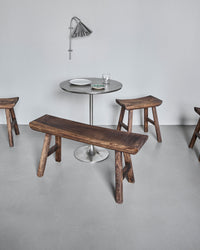 House Doctor Lane Paulownia Wood Bench & Stool – Handmade Japandi-Style Wooden Seat, Brown
